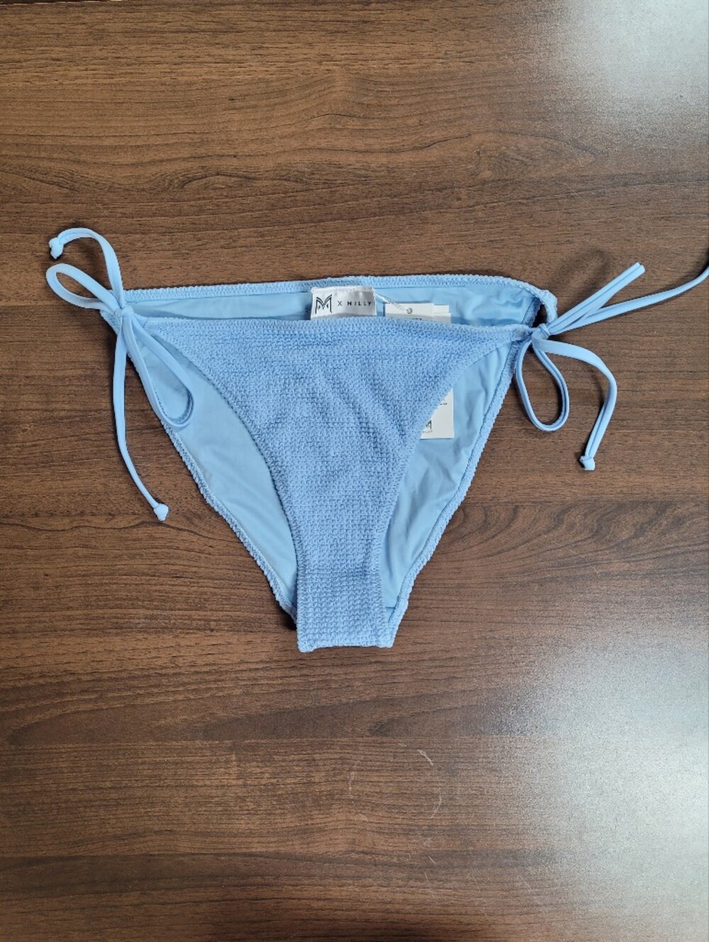 Milly Pastel Blue Tie-Side Bikini Bottoms Medium